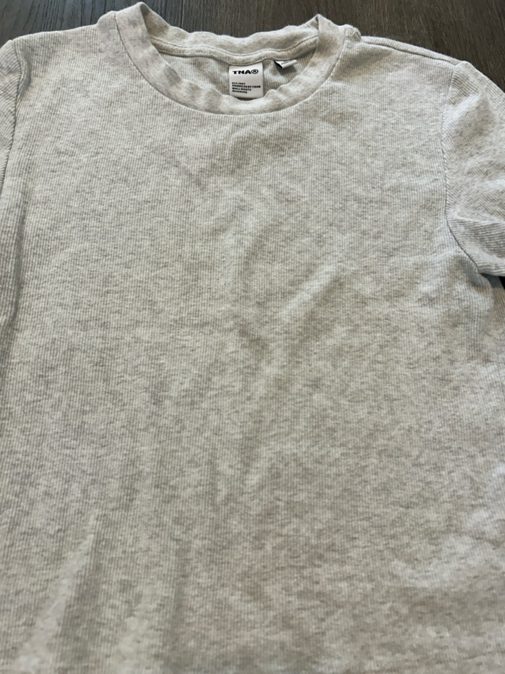TNA Light Heather Grey Ribbed Short Sleeve Tee
